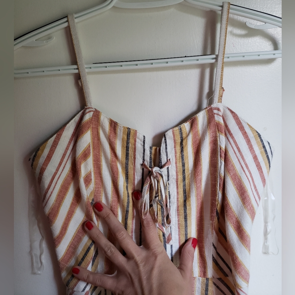 NWOT aeropostale sweetheart lace up caramel striped mini dress - Picture 10 of 13